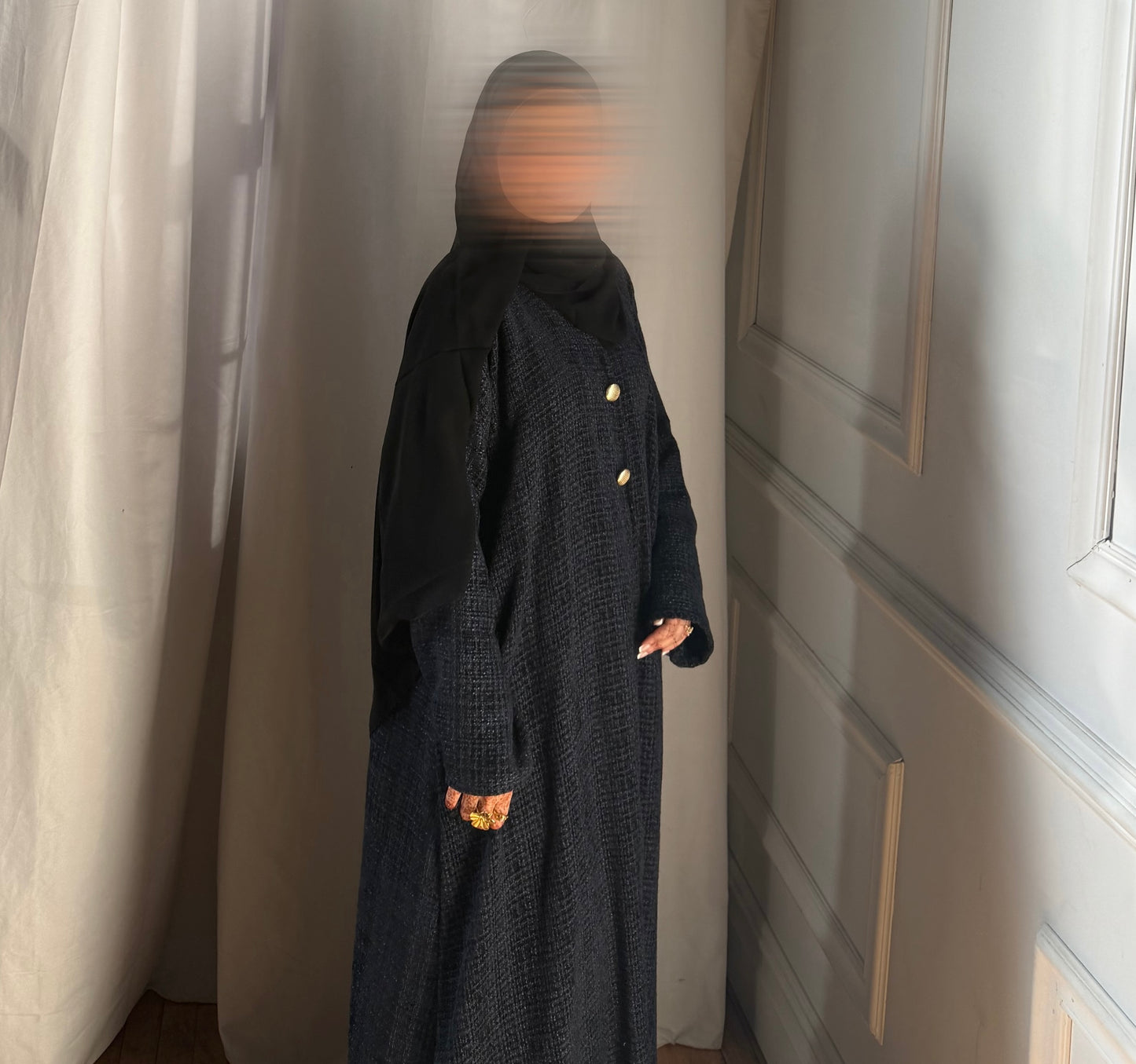 Tweed Abaya+Hijab-Navy