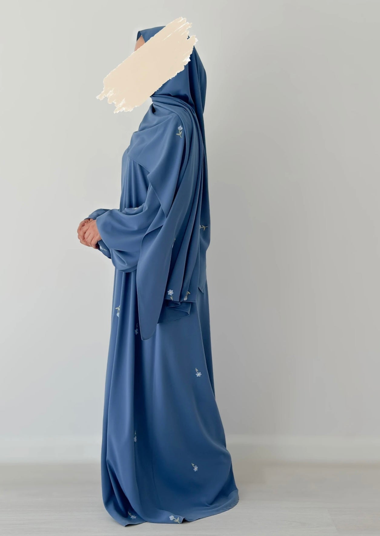 Zaria-Embroidered-Abaya dress-Blue