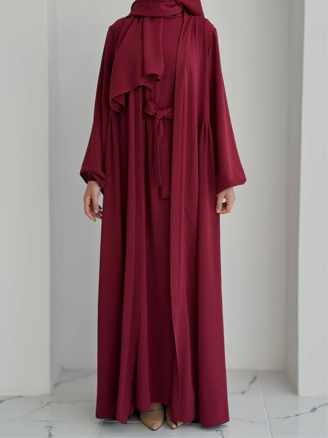 Aamina-Four-Piece Abaya Set- Ruby