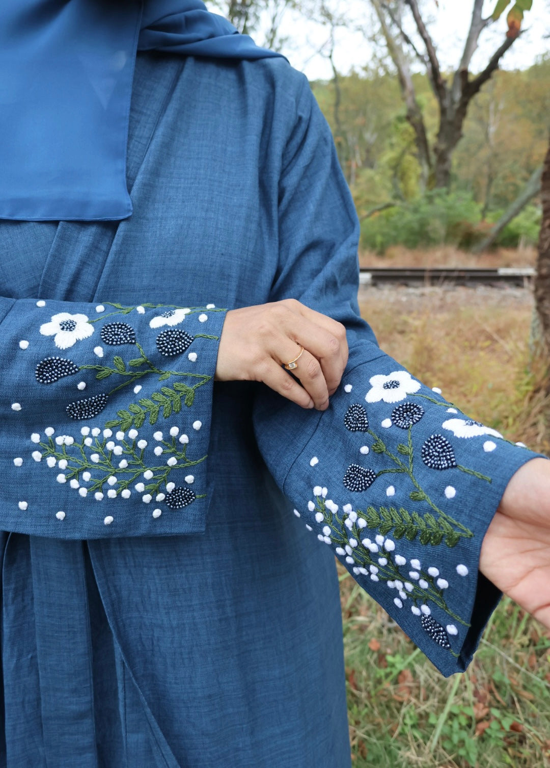 Warda-Abaya+Hijab-Denim Blue