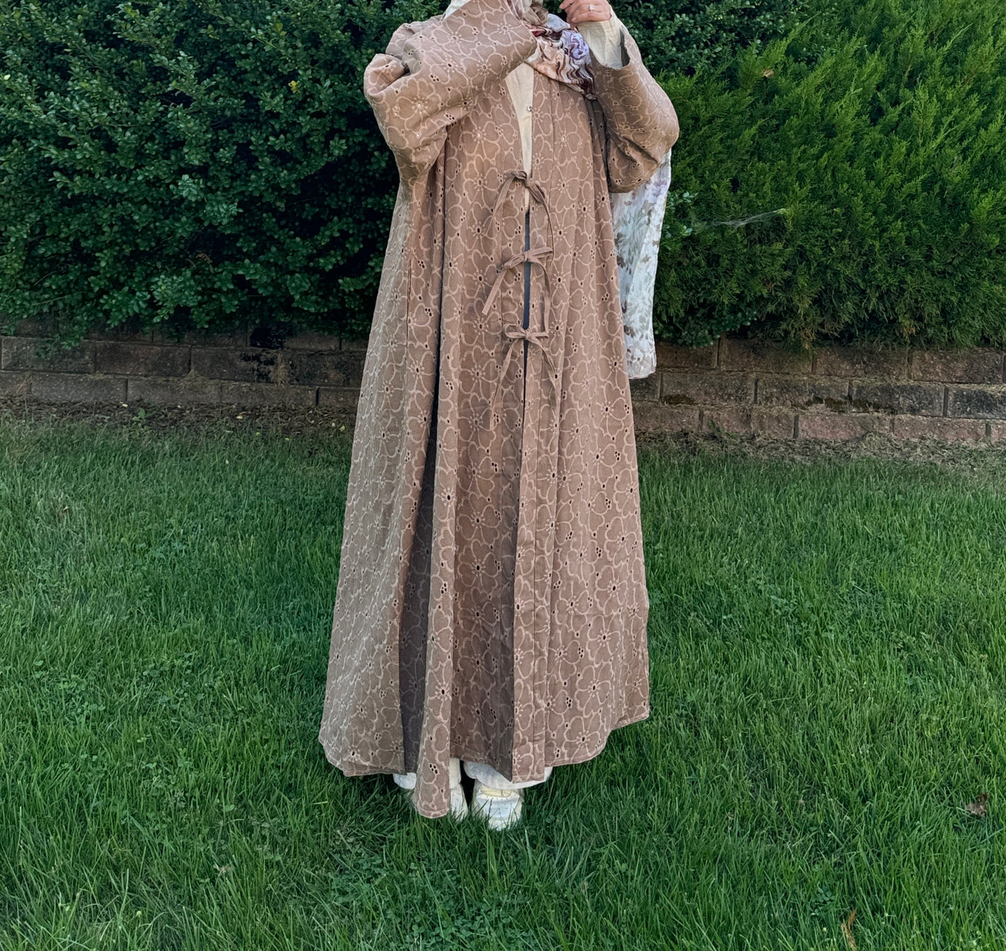 Hafsa-Front-Tie-Oversized Abaya-Brown