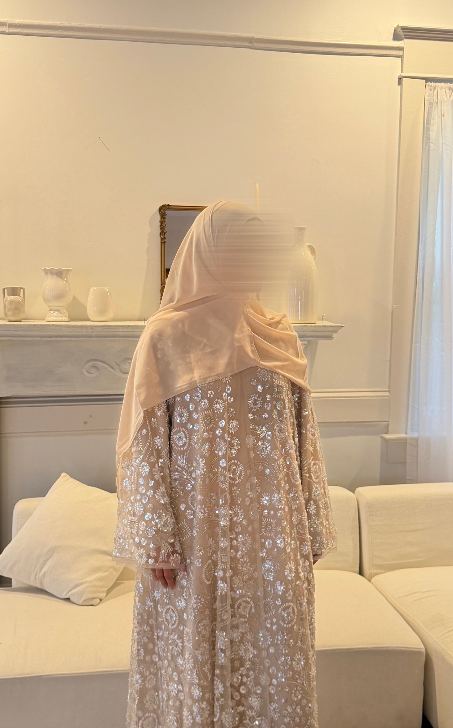 Roya-Heavily embellished-Abaya Set-Honey Beige