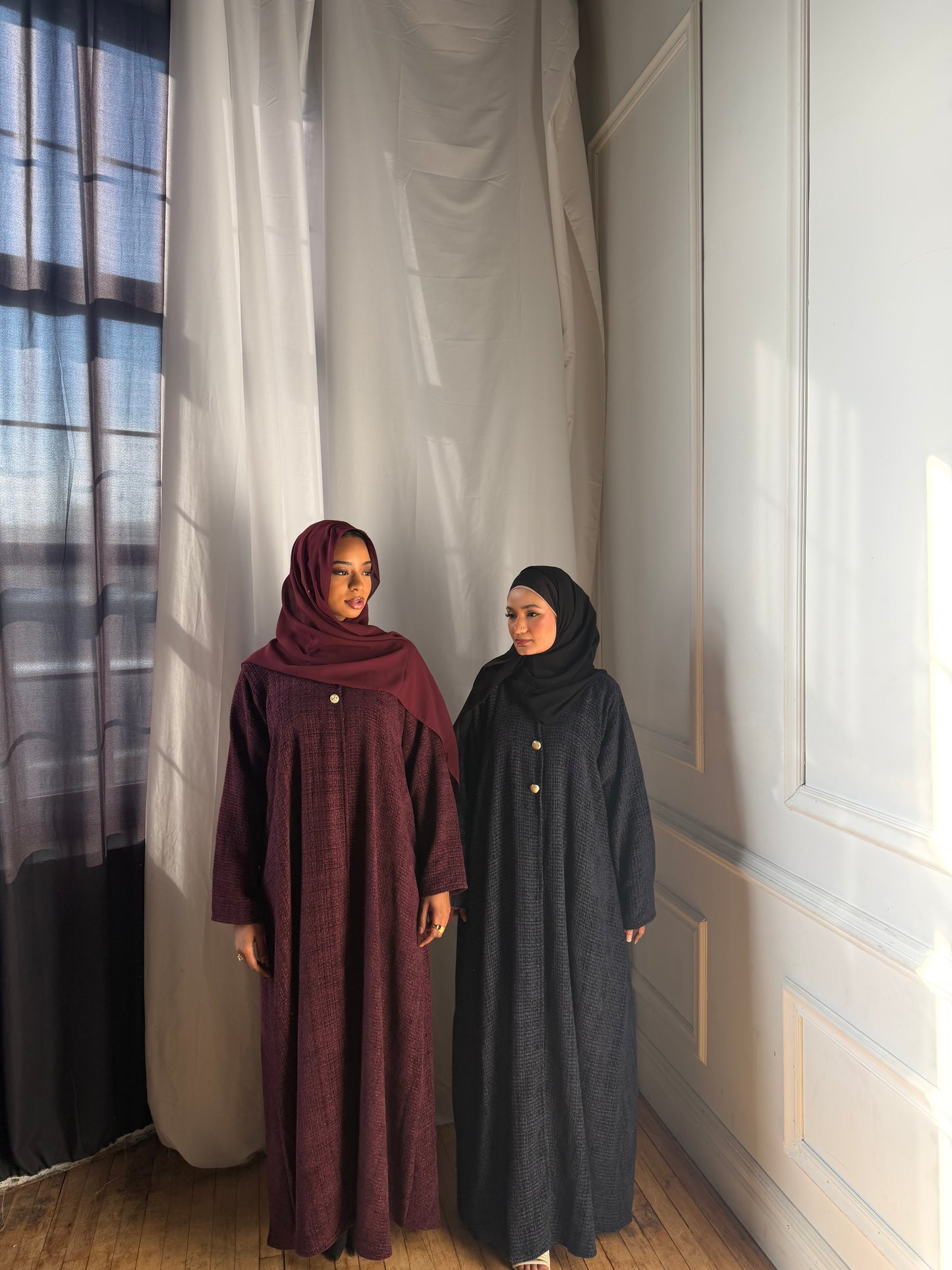 Tweed Abaya+Hijab-Maroon