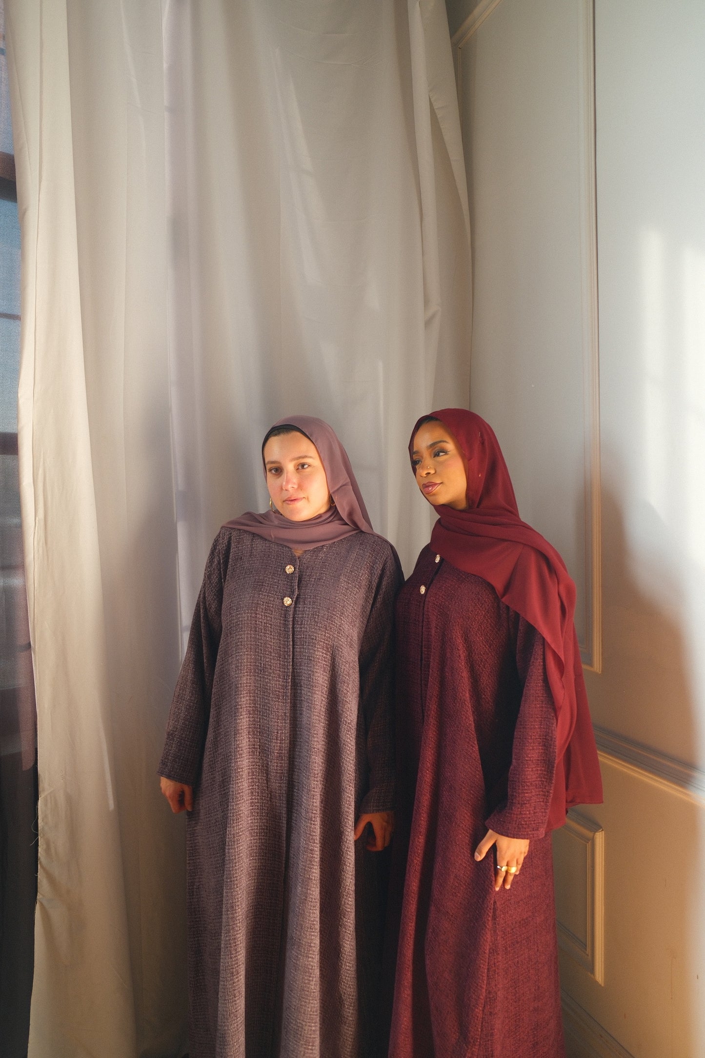 Tweed Abaya+Hijab-Maroon