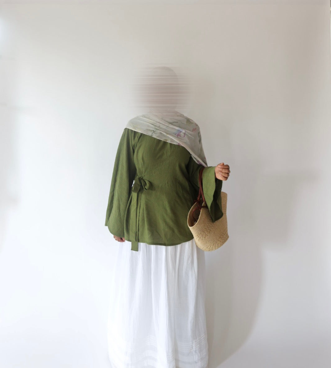 Rosalie Tie Top - Wide Sleeves-Olive