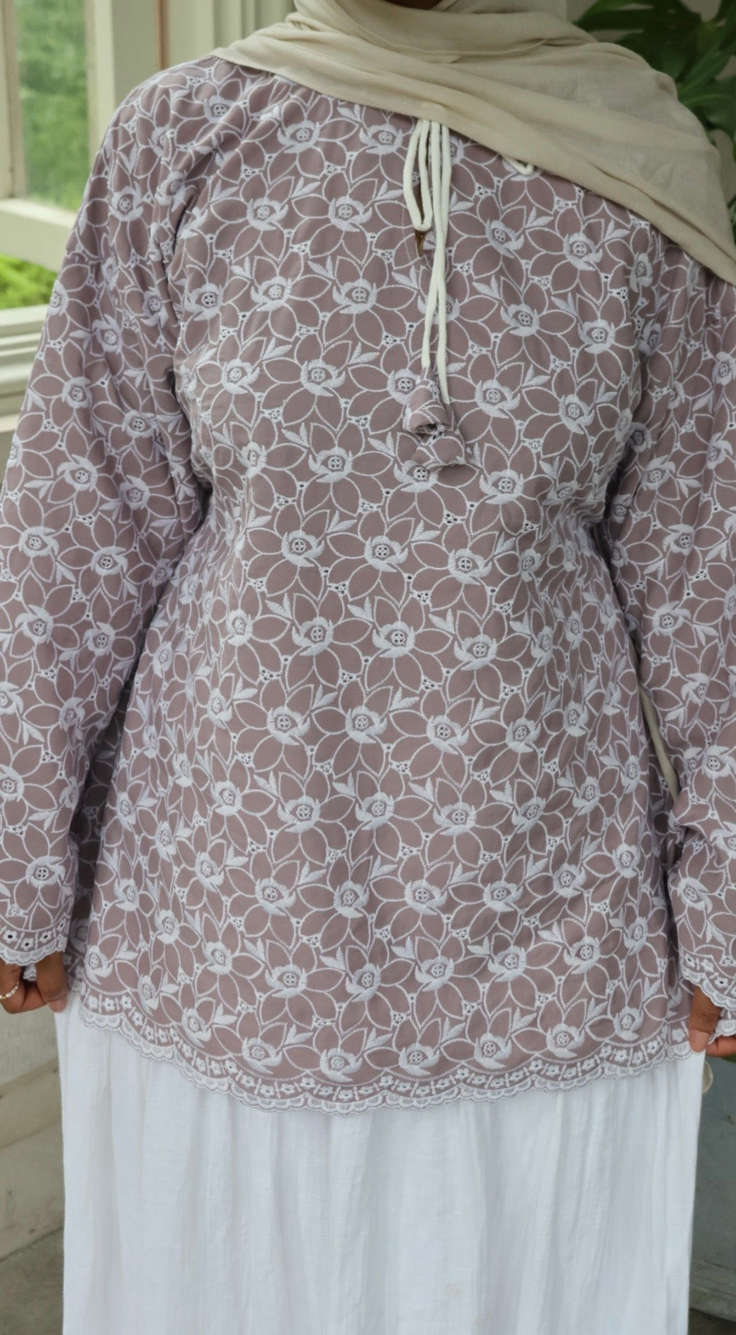 Jasmine Cotton Top-Taupe Mauve