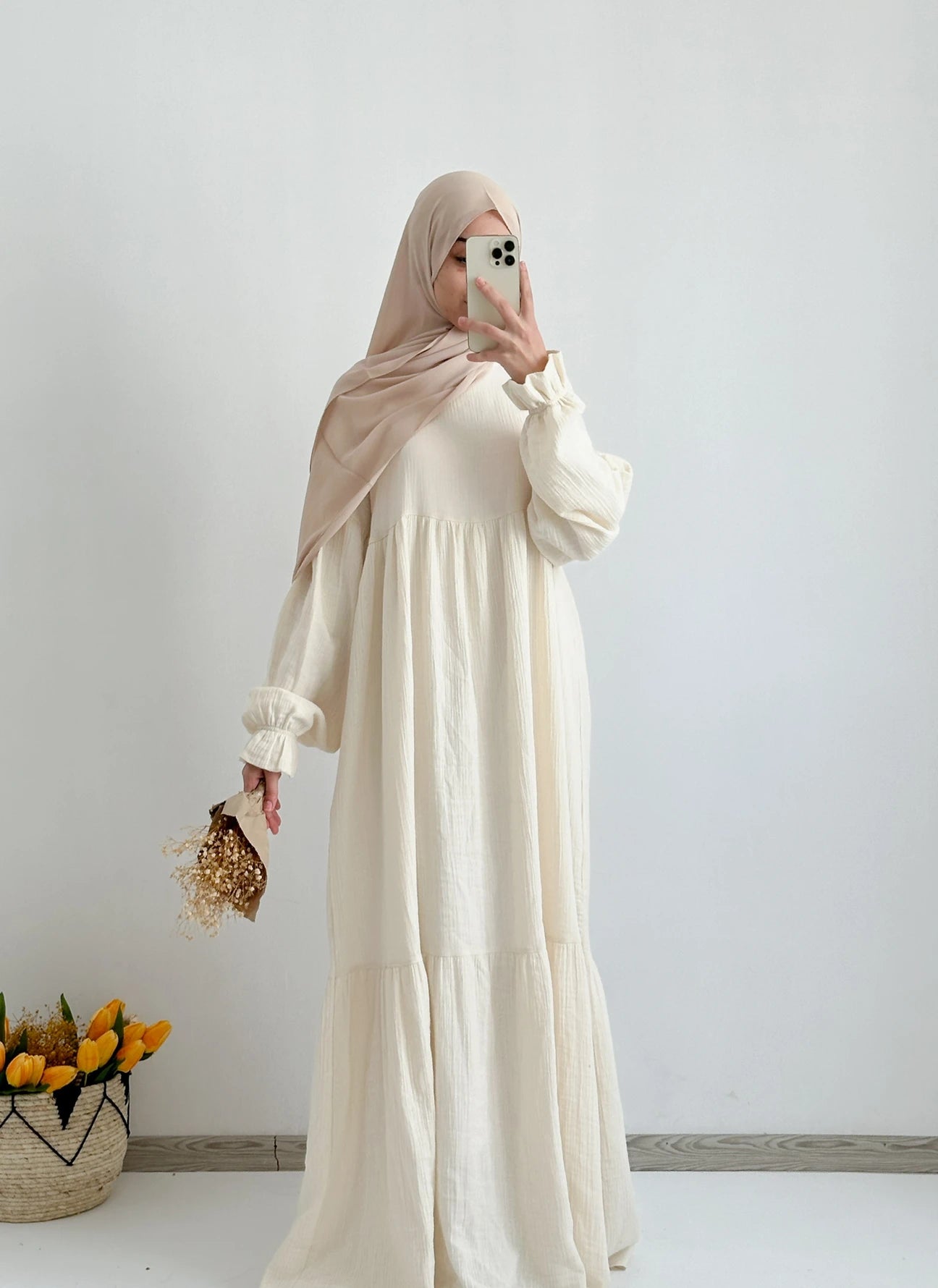 Muslin Maxi Dress-Cream