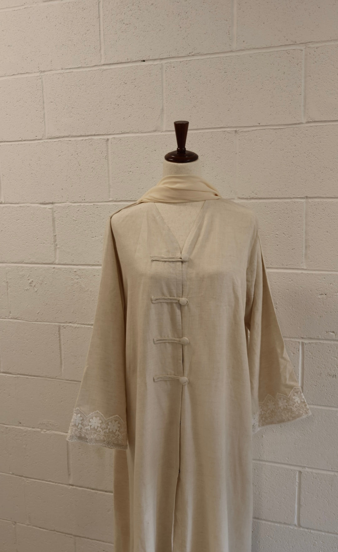 Sora-Linen Two Piece-Abaya Set-Cream