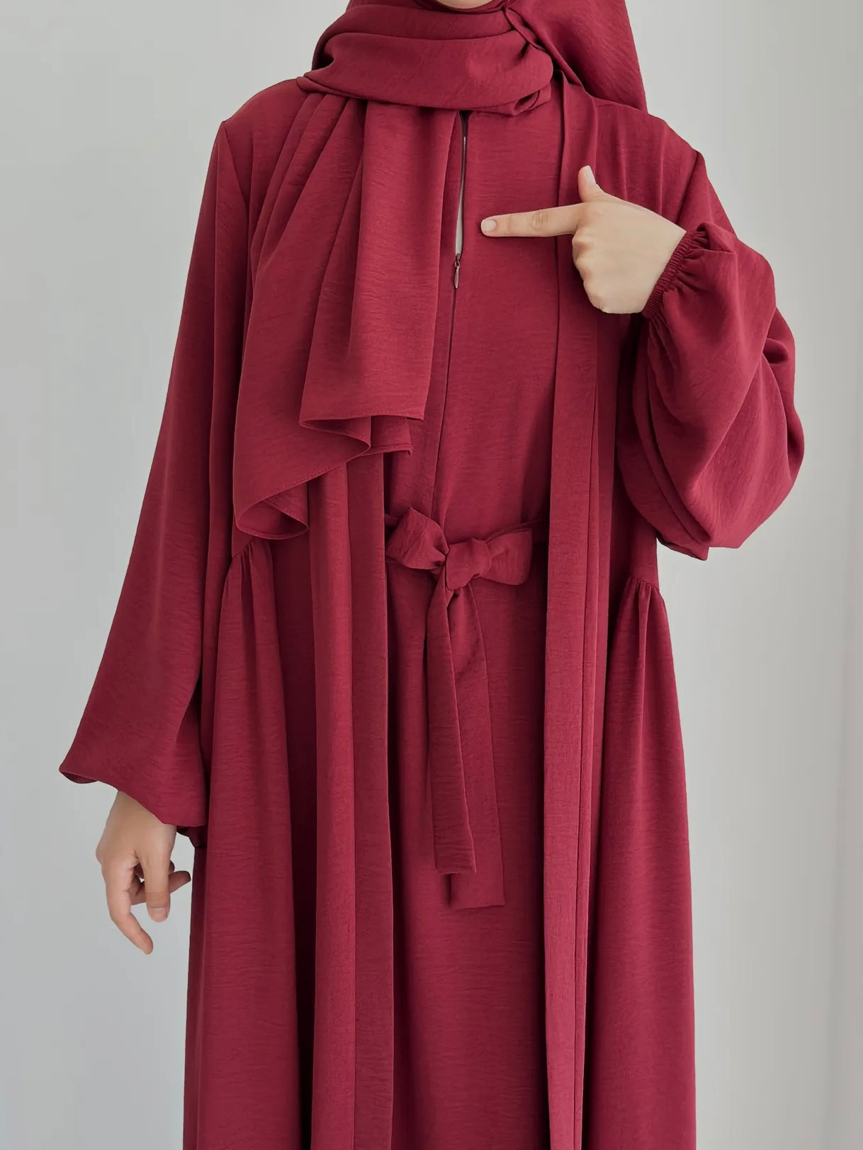Aamina-Four-Piece Abaya Set- Ruby