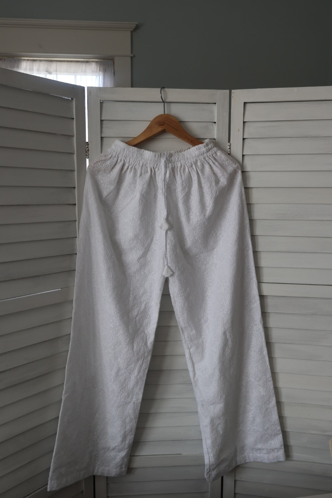 Two Piece-Cotton Top and Pant-Set-White