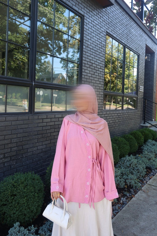 Hana-Handwork Blouse- Bubble Gum