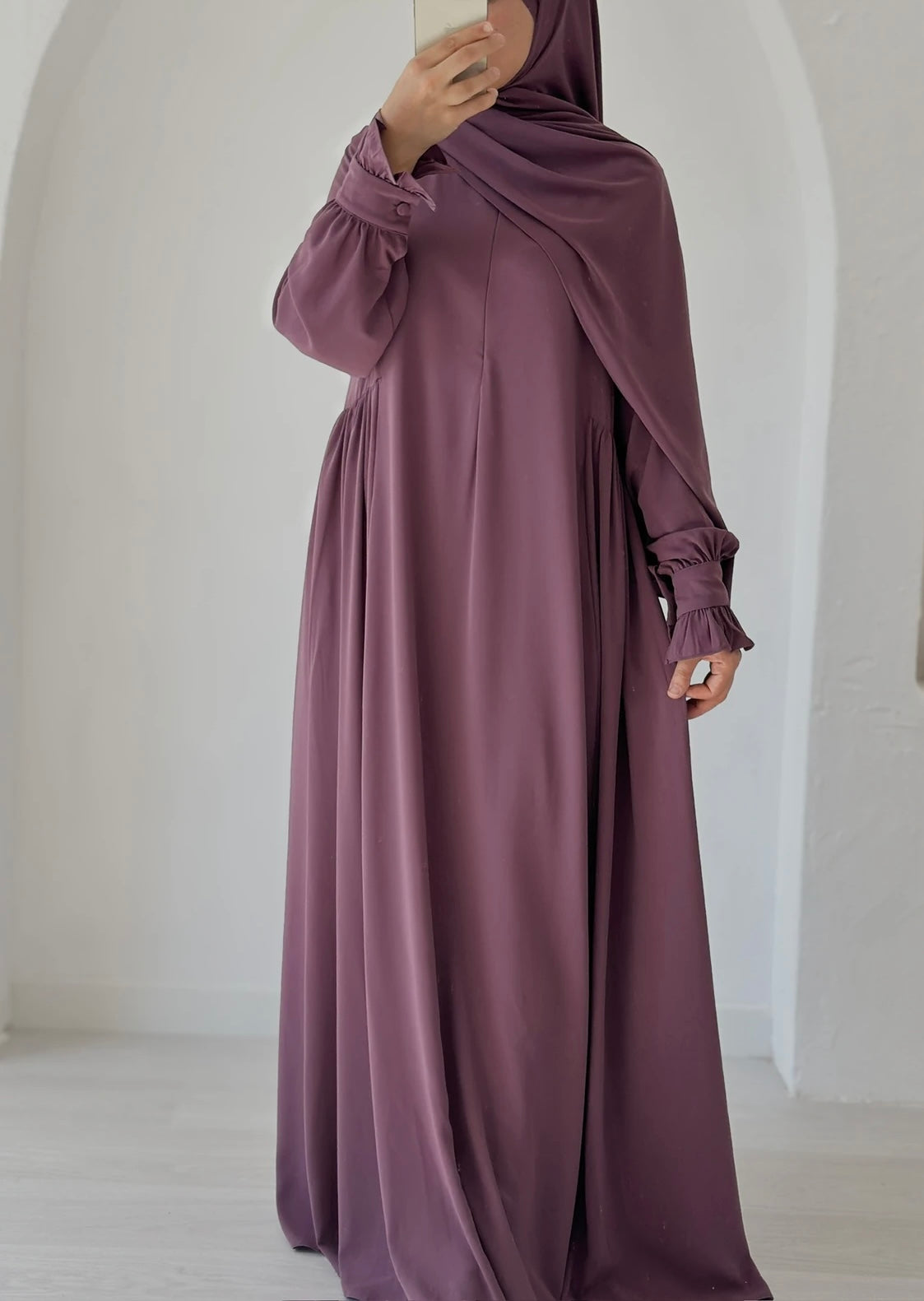 Maryam- Silk Dress+Khimar Set-Lilac