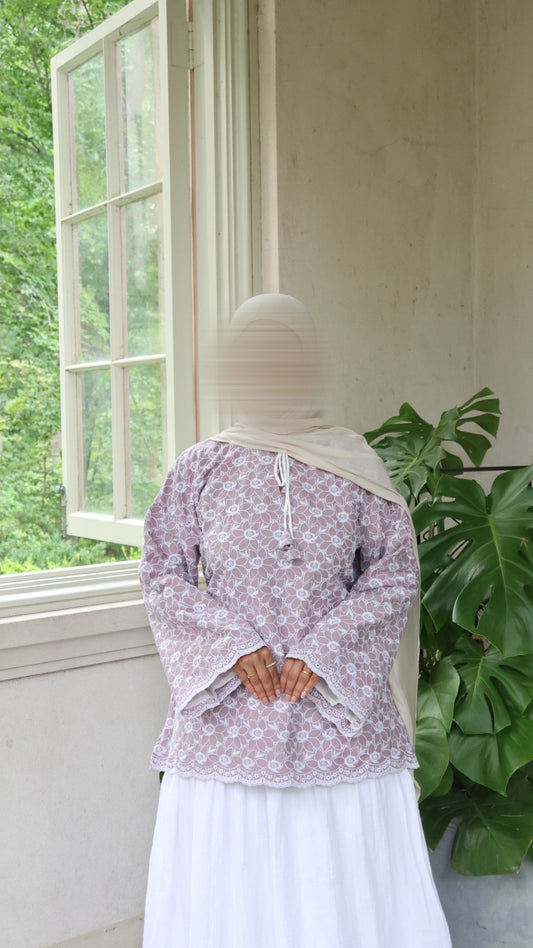 Jasmine Cotton Top-Taupe Mauve