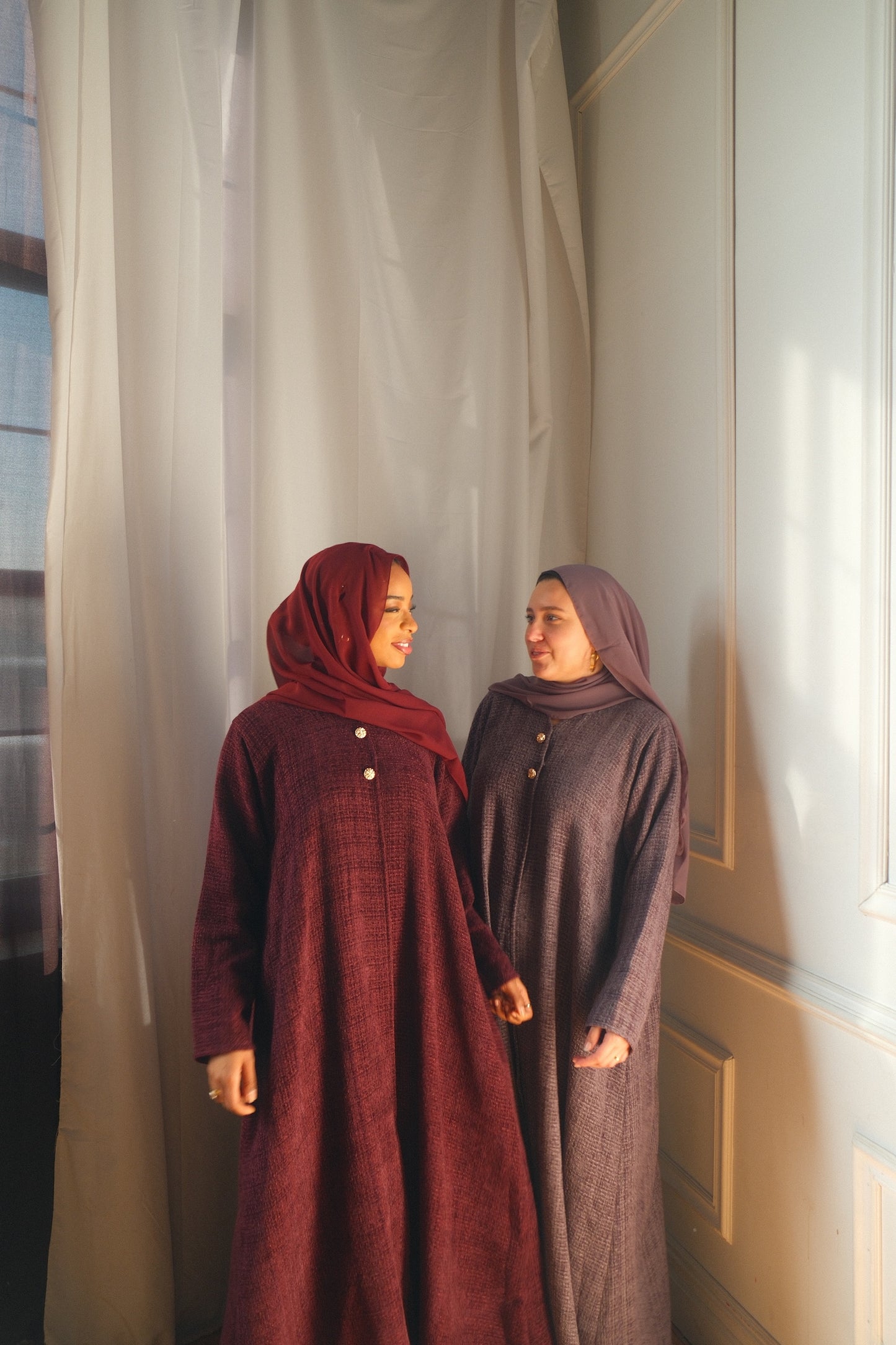 Tweed Abaya+Hijab-Maroon