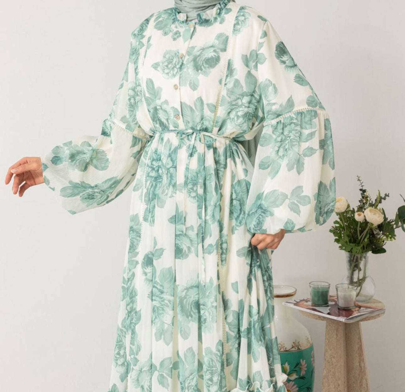 Chiffon Maxi Dress-Spring Torquoise