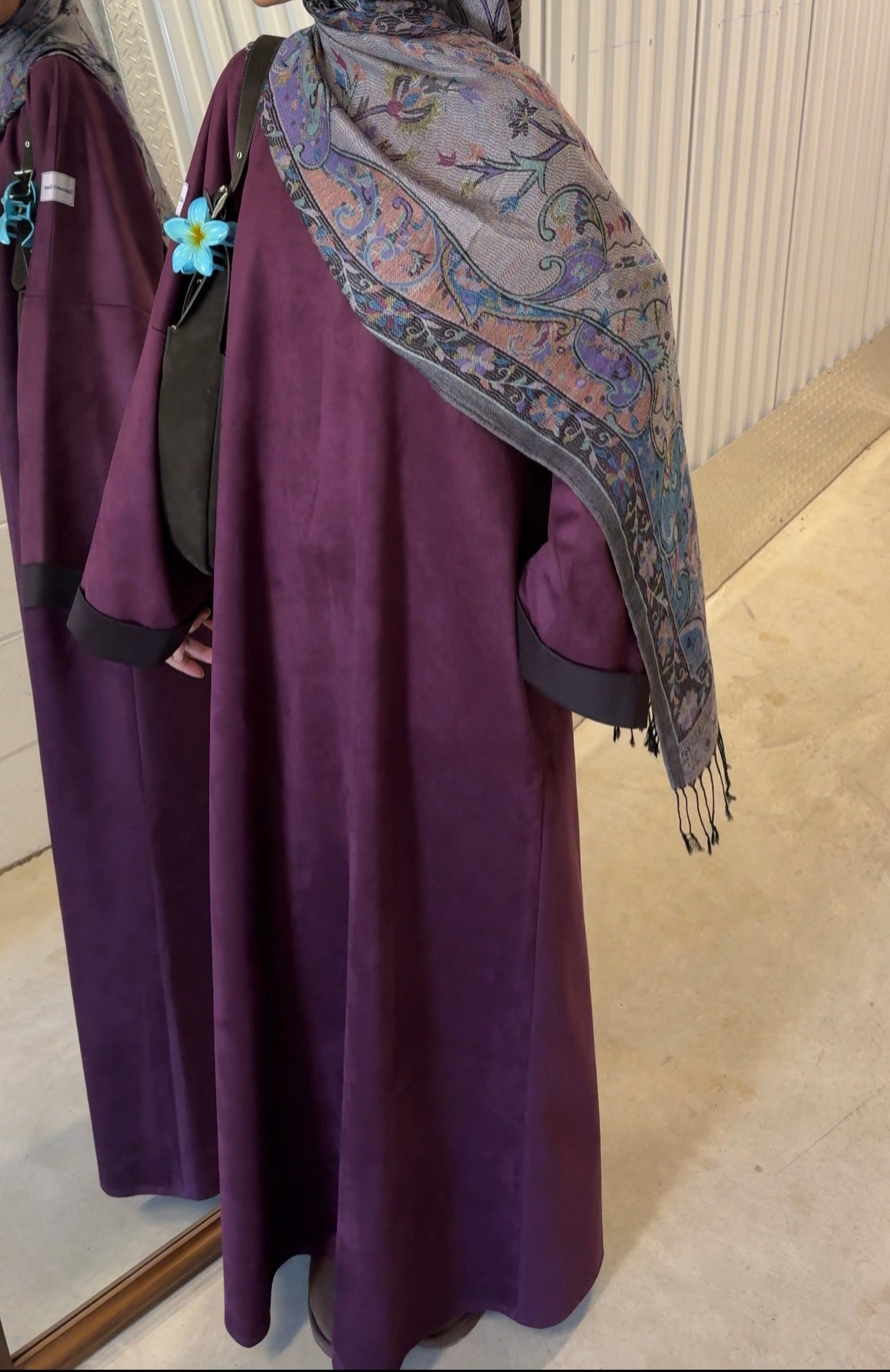 Haya-Suede Winter Abaya-Tyrian Purple