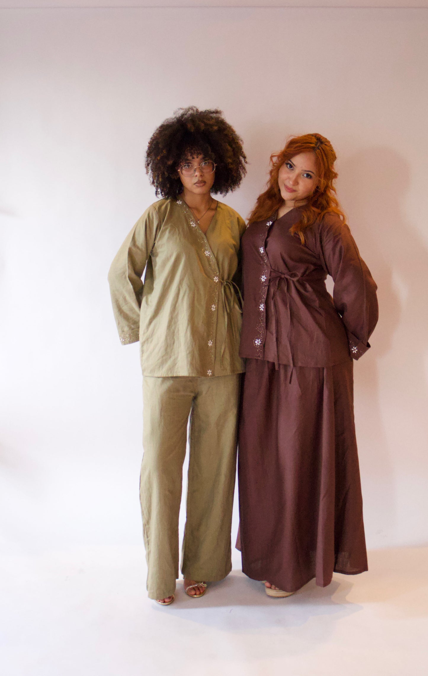 Hana-Handwork-Two-Piece Skirt Set-Chocolate Brown