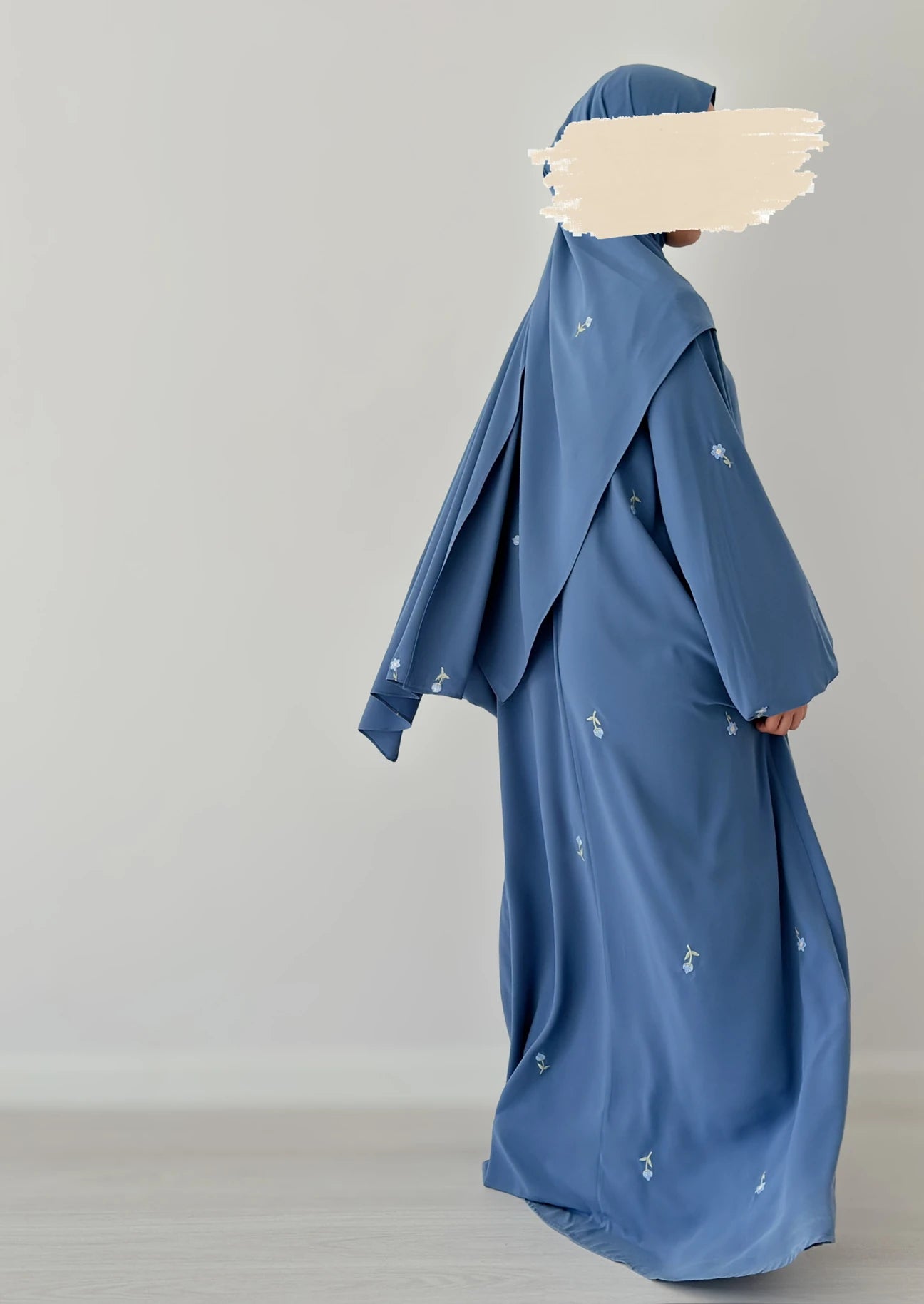 Zaria-Embroidered-Abaya dress-Blue