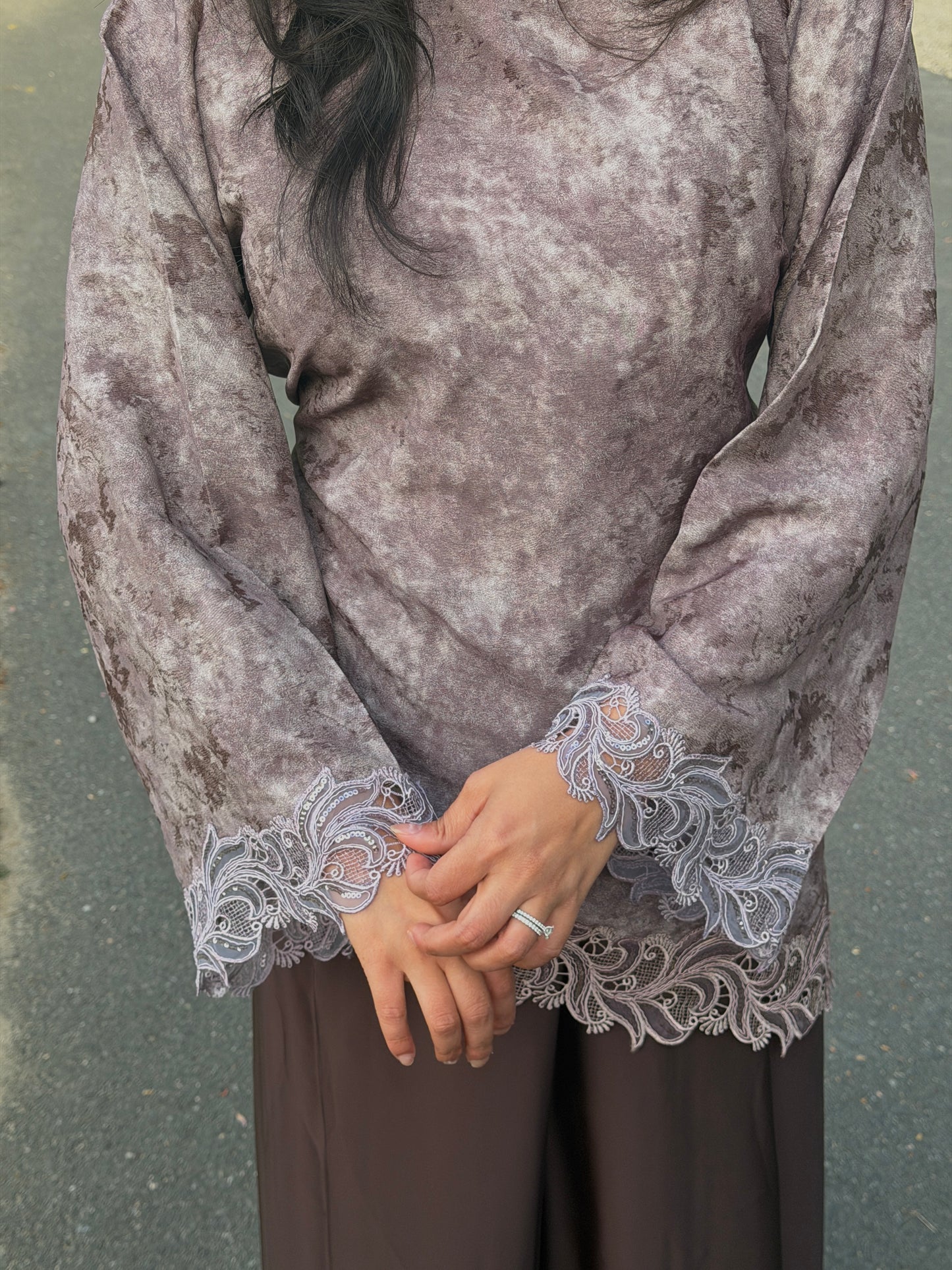 Ella- Asymmetrical-Lace Top-Faded Purple