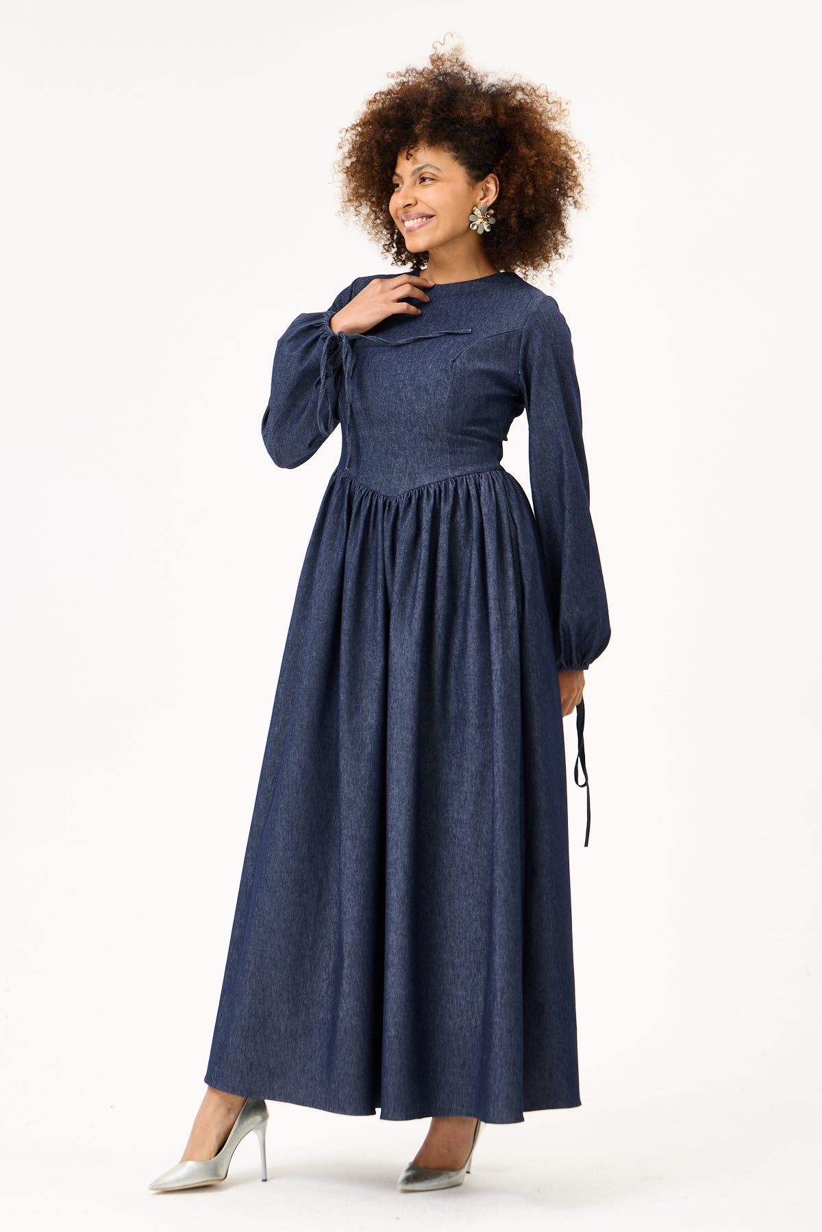 Willow-Dropped Waist- Maxi Dress-Indigo Denim