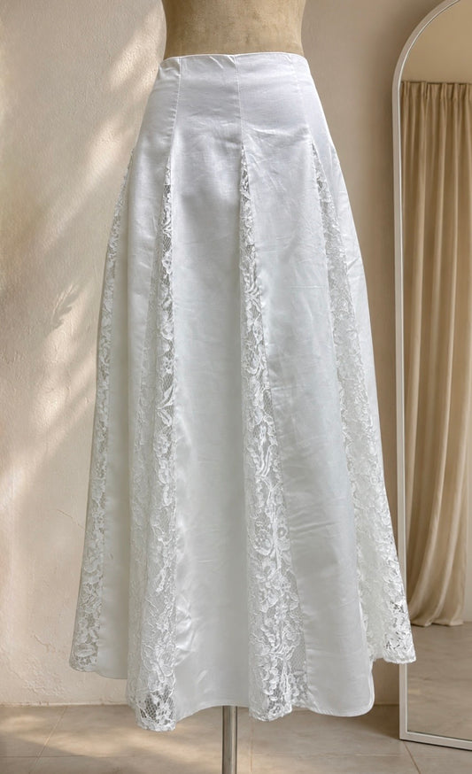 Linen Lace Skirt- Off White