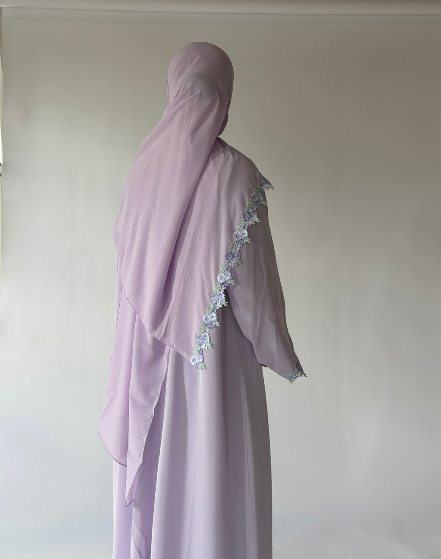 Afrin-Four Piece Lace-Abaya set- Lavender