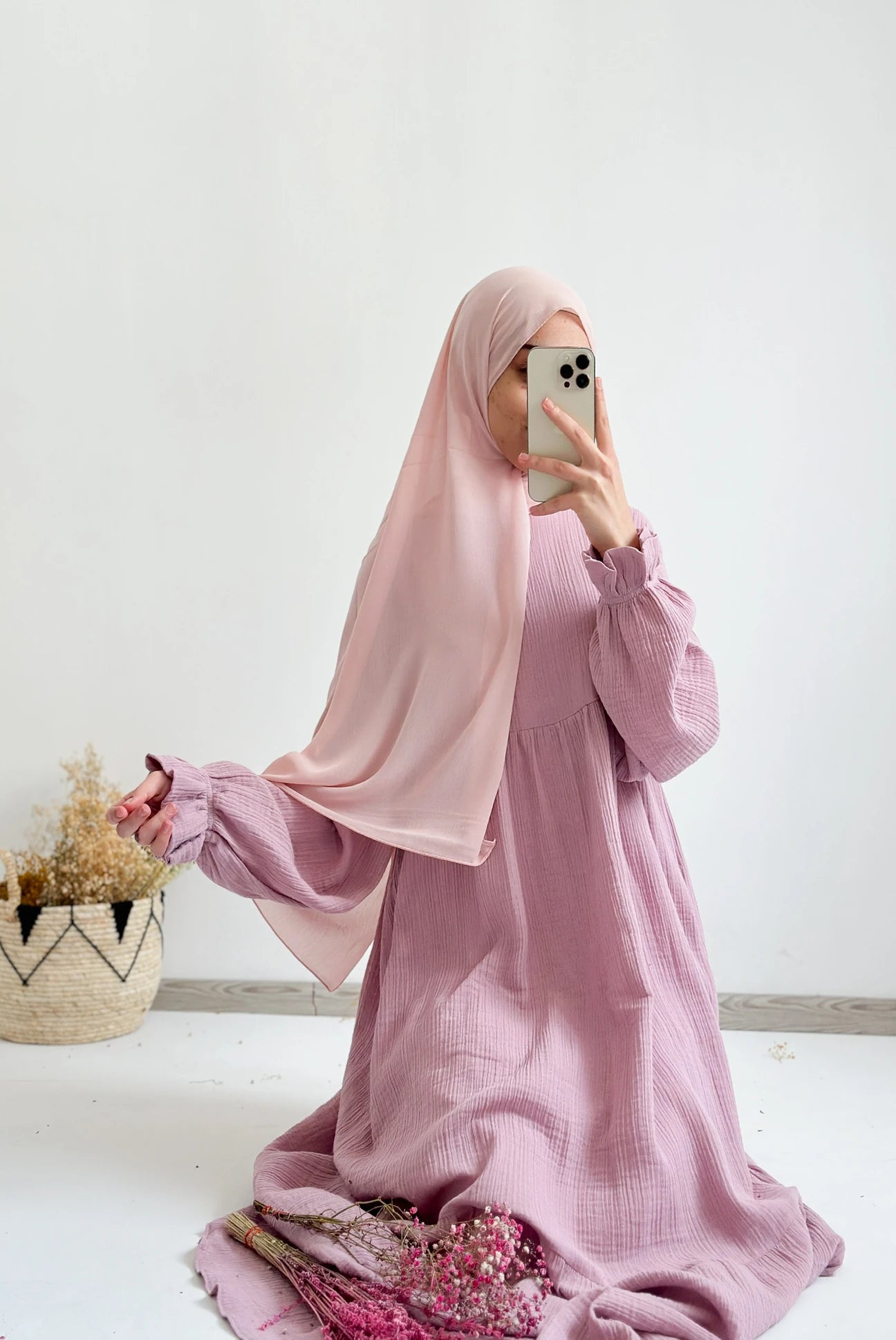 Muslin Maxi Dress-Lavender pink