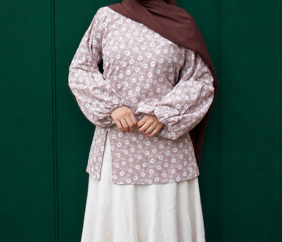 Flora 100% Cotton Top-Mauve