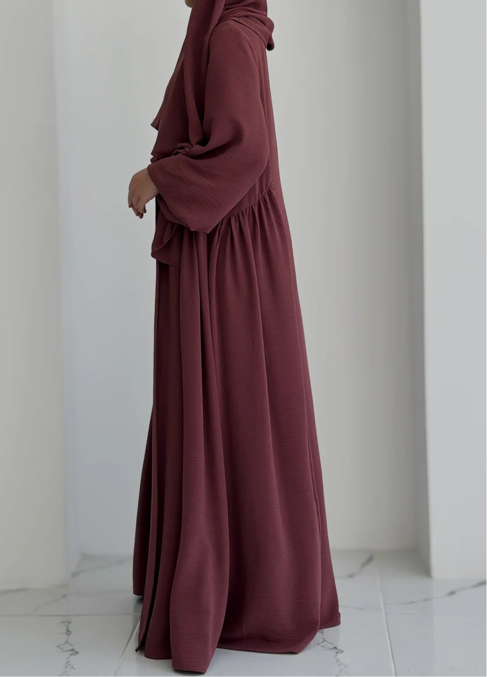 Aamina-Four-Piece Abaya Set- Rosewood