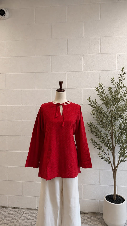 Lily Cotton Top-Red