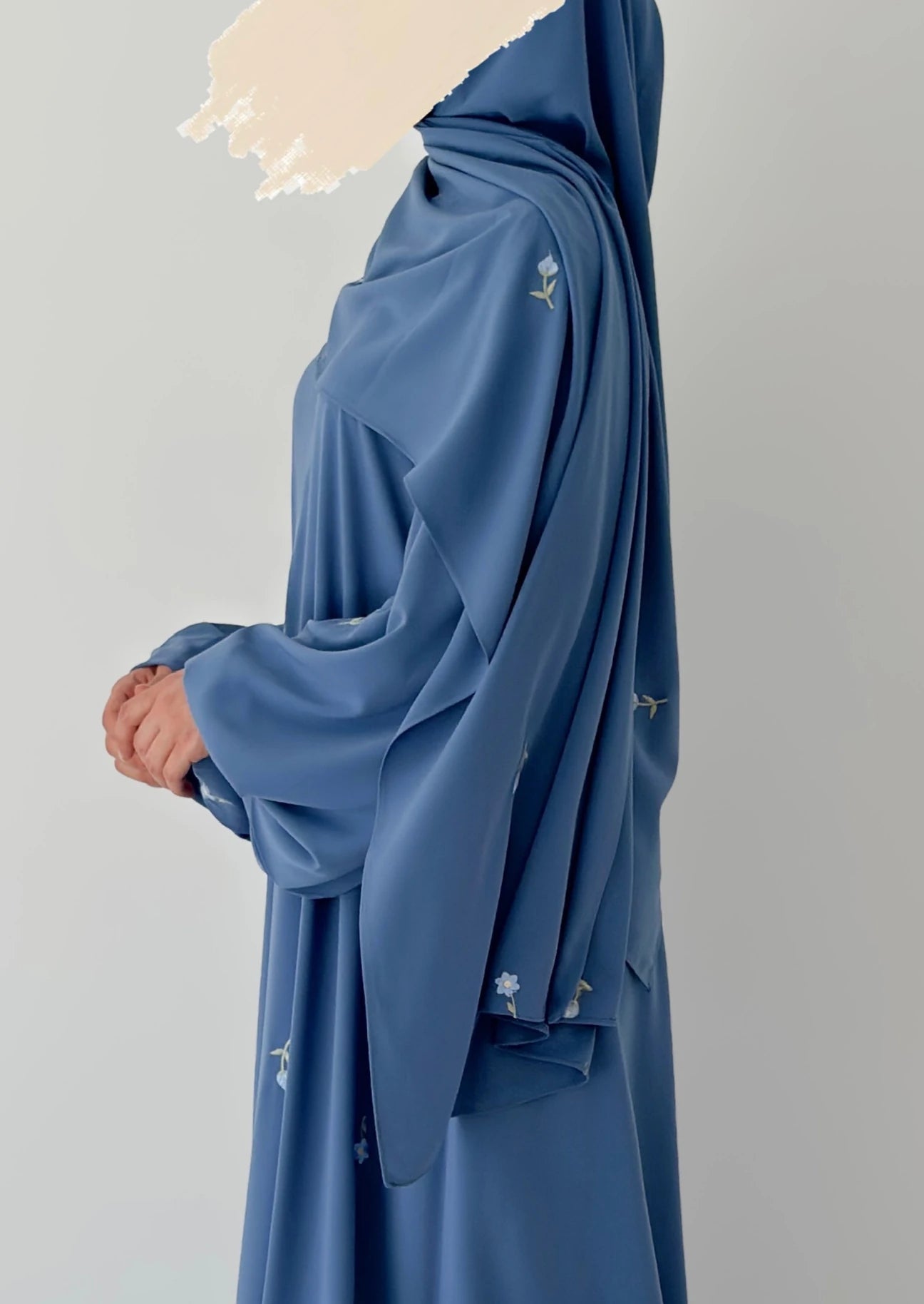 Zaria-Embroidered-Abaya dress-Blue