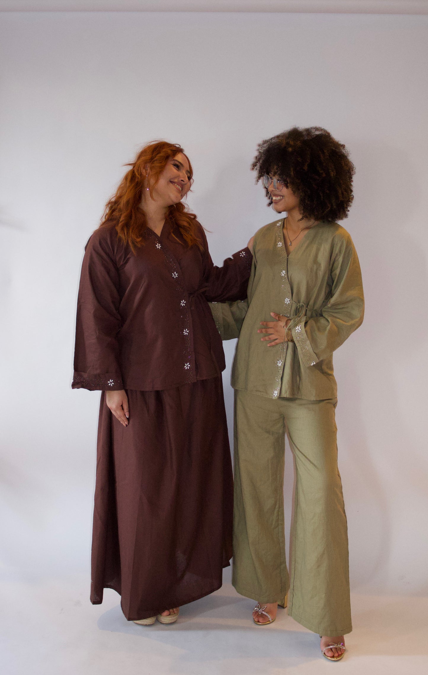 Hana-Handwork-Two-Piece Skirt Set-Chocolate Brown