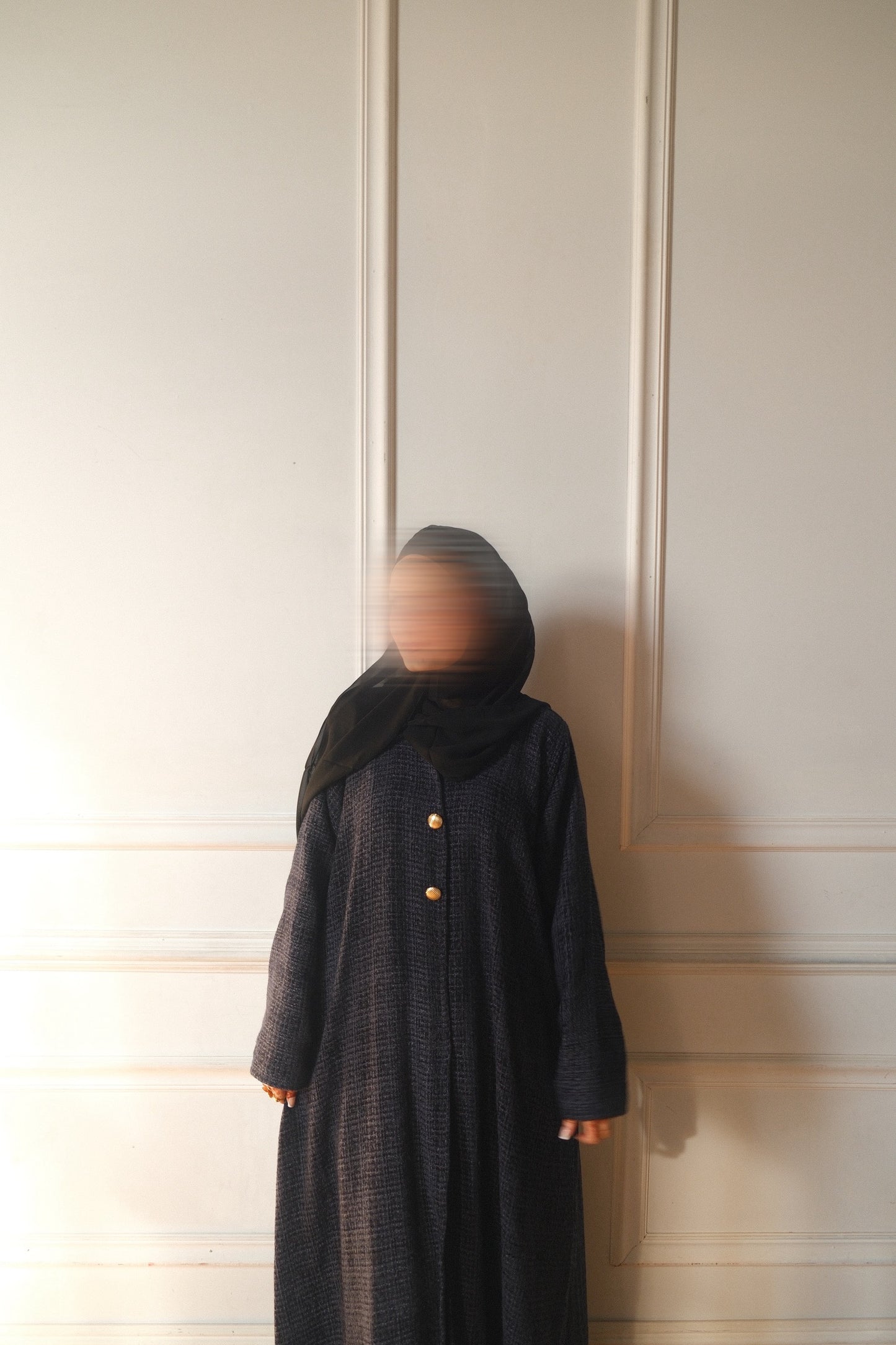 Tweed Abaya+Hijab-Navy