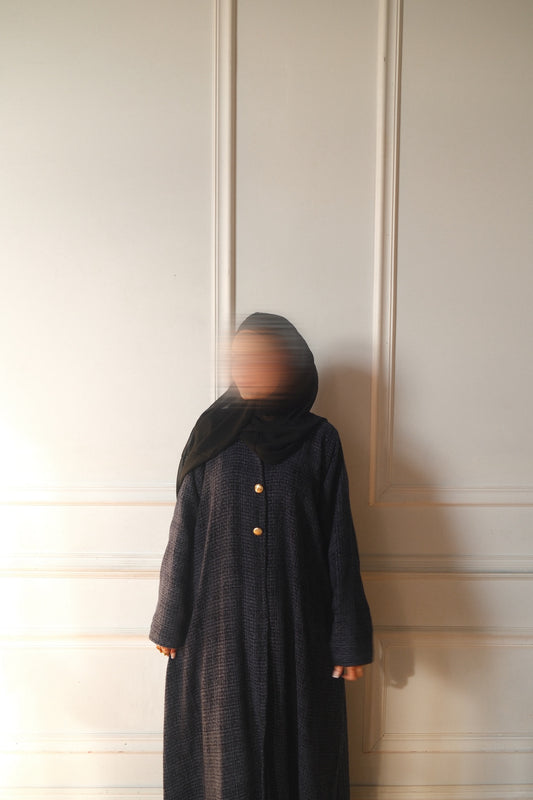 Tweed Abaya+Hijab-Navy
