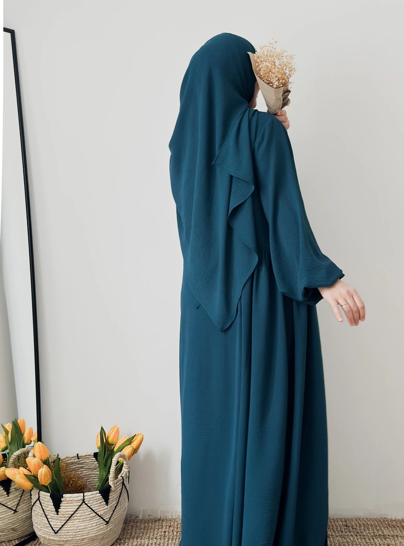 Tabassum-Four-Piece Abaya Set-Sea Blue