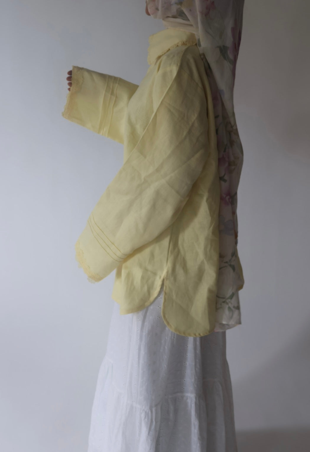 Linen-Butter Yellow-Lace Detail- Shirt