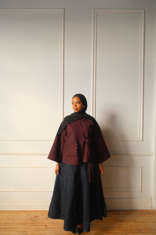 Hana-Wool Top-Deep Maroon-Side Tie