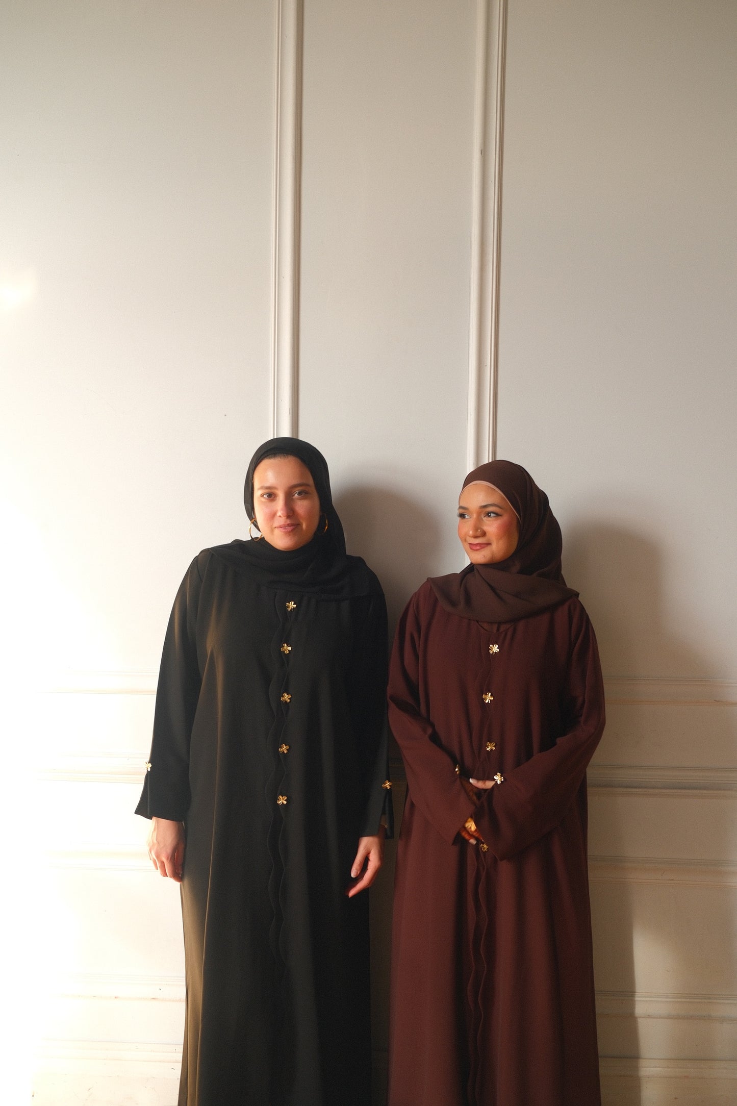 Aleena-Gold button-Abaya set-Black