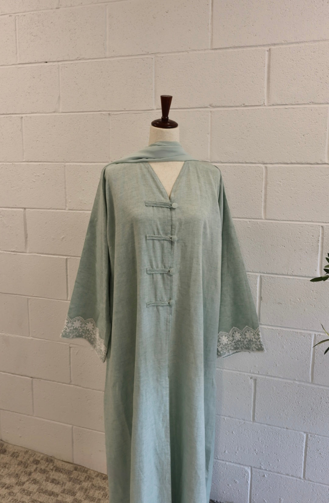 Sora-Linen Two Piece-Abaya Set-Soft Mint