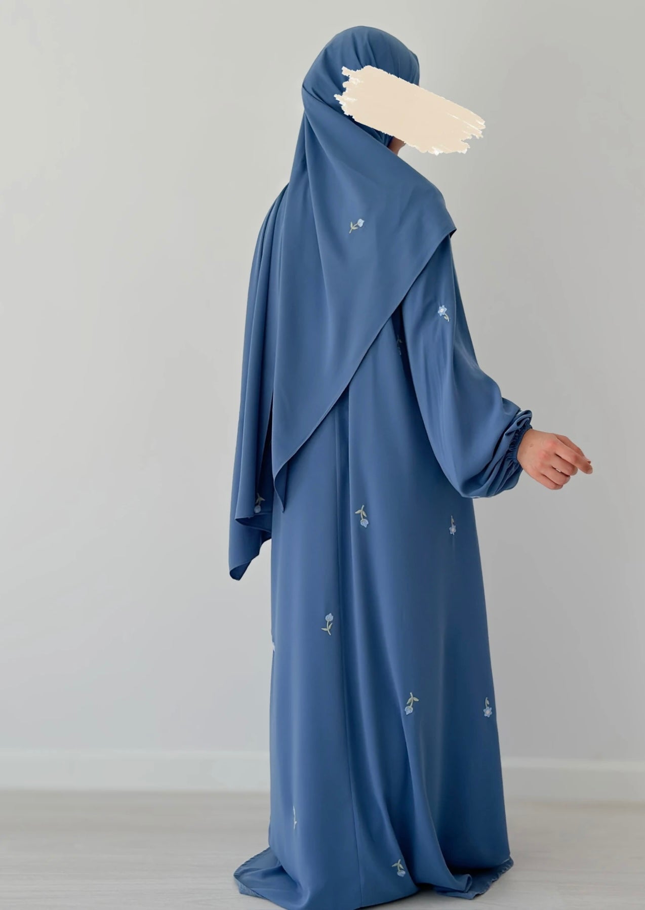 Zaria-Embroidered-Abaya dress-Blue