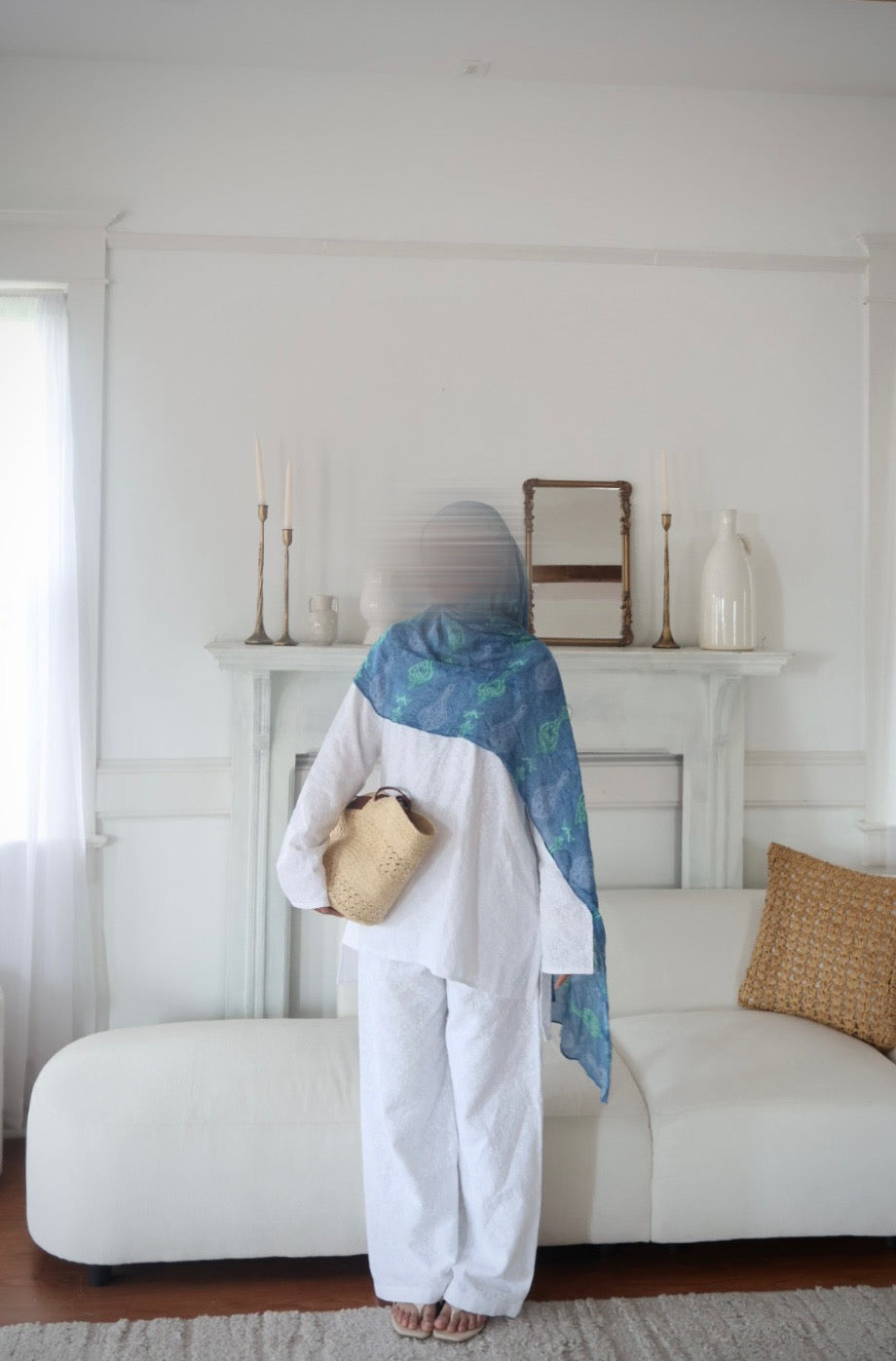 Two Piece-Cotton Top and Pant-Set-White