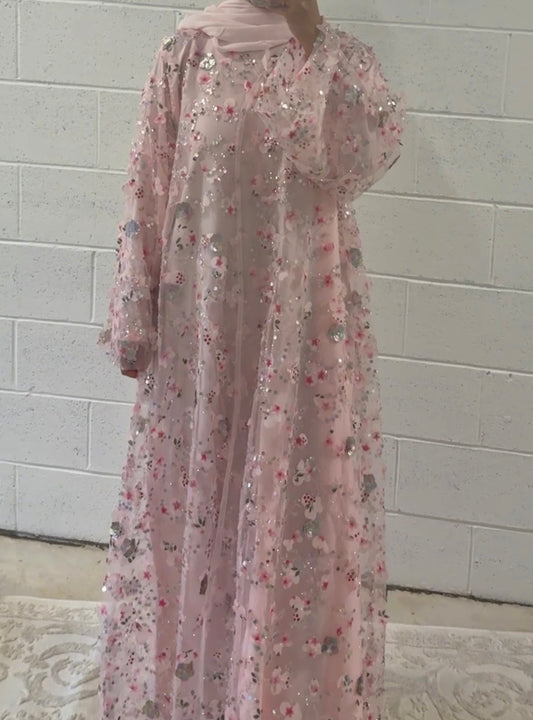 Nouri-Heavy Flower Work-Blush Pink