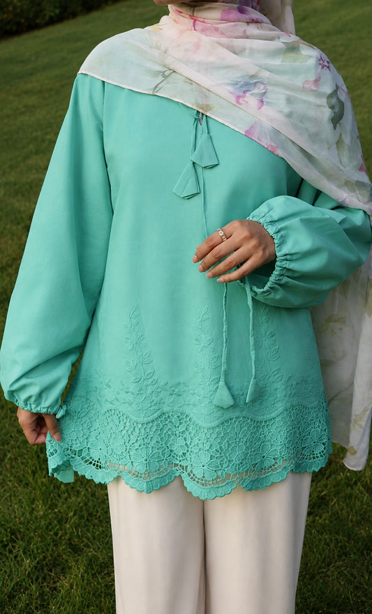 Nami Cotton Top-Mint Turquoise