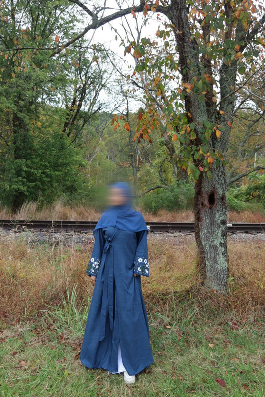 Warda-Abaya+Hijab-Denim Blue