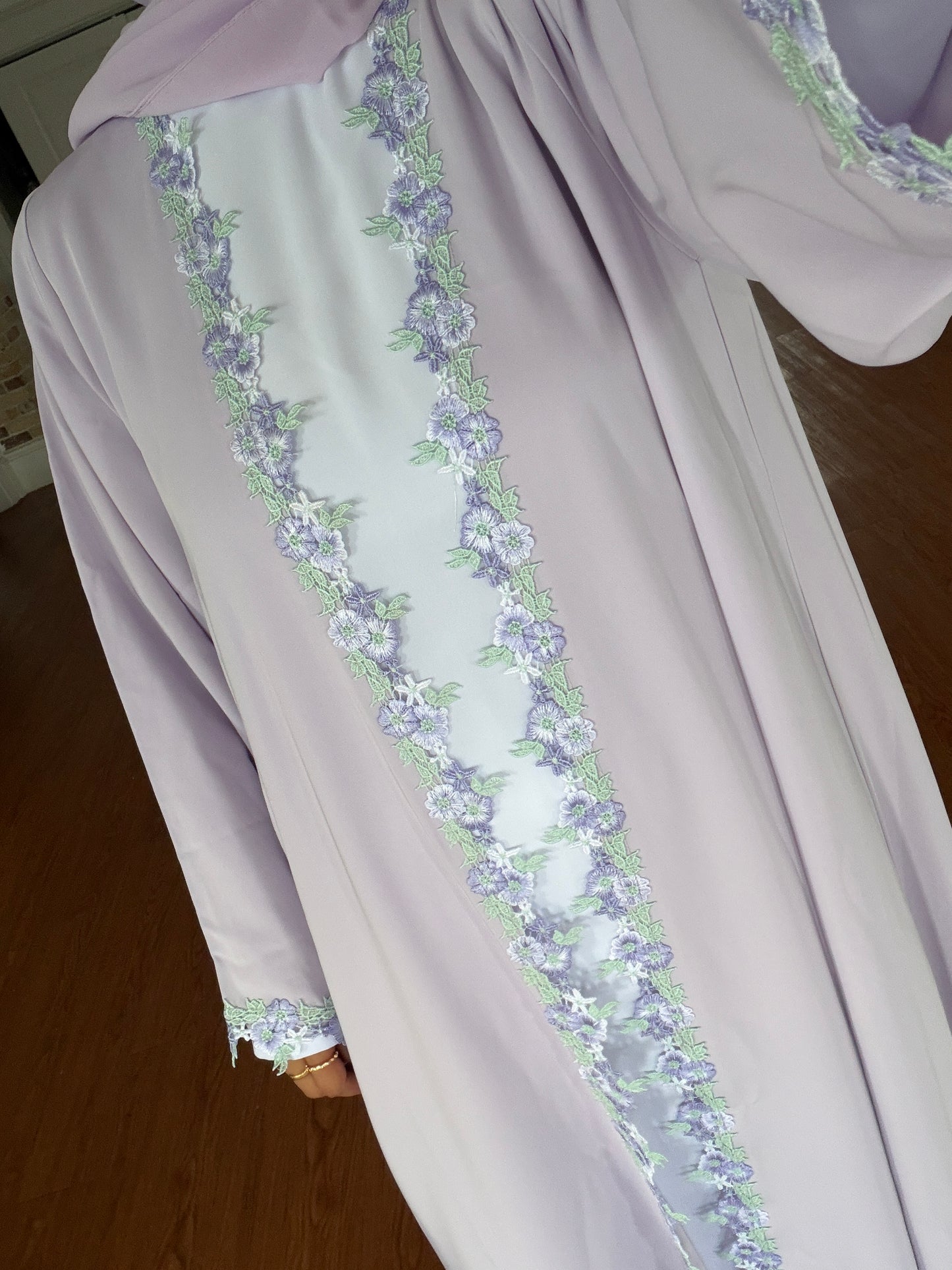 Afrin-Four Piece Lace-Abaya set- Lavender
