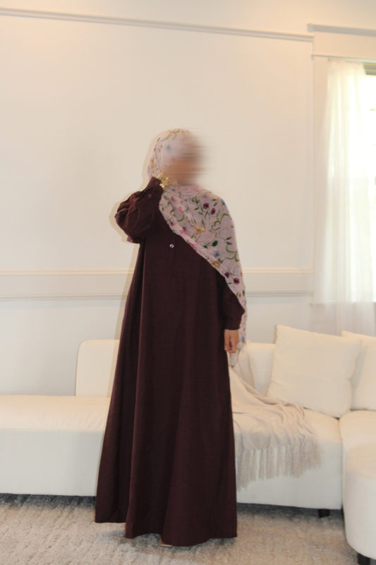 Shirt Abaya-Front button-Dark Berry
