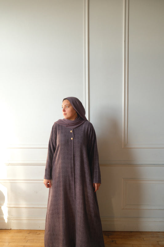 Tweed Abaya+Hijab-Lavender Grey