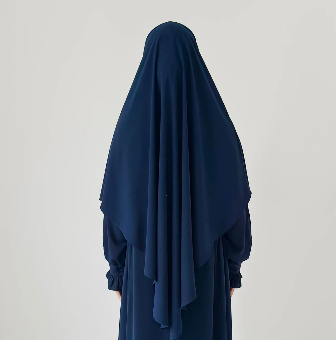 Maryam- Silk Dress+Khimar Set-Navy
