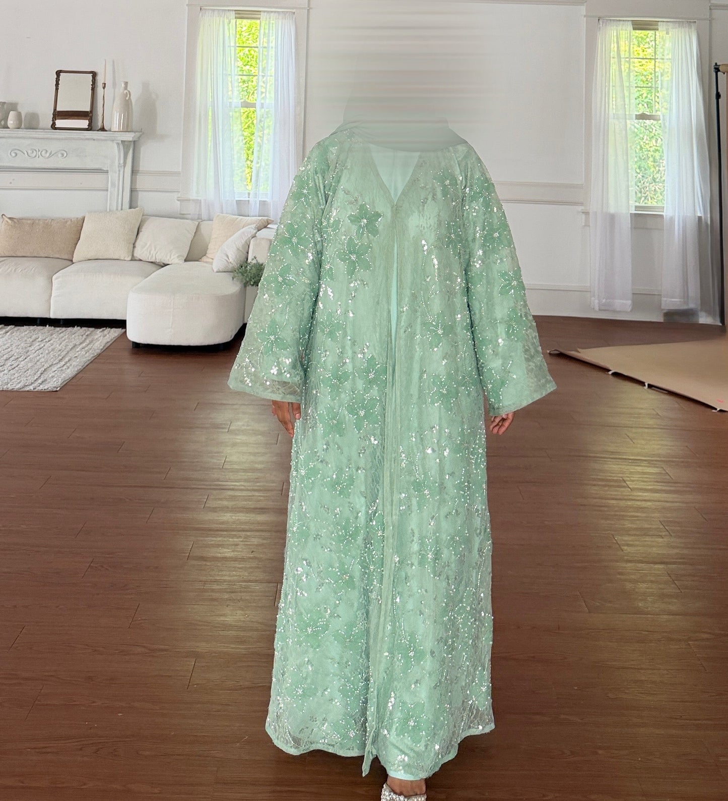 Jasmine -Lace Embellished-Four Piece-Abaya Set