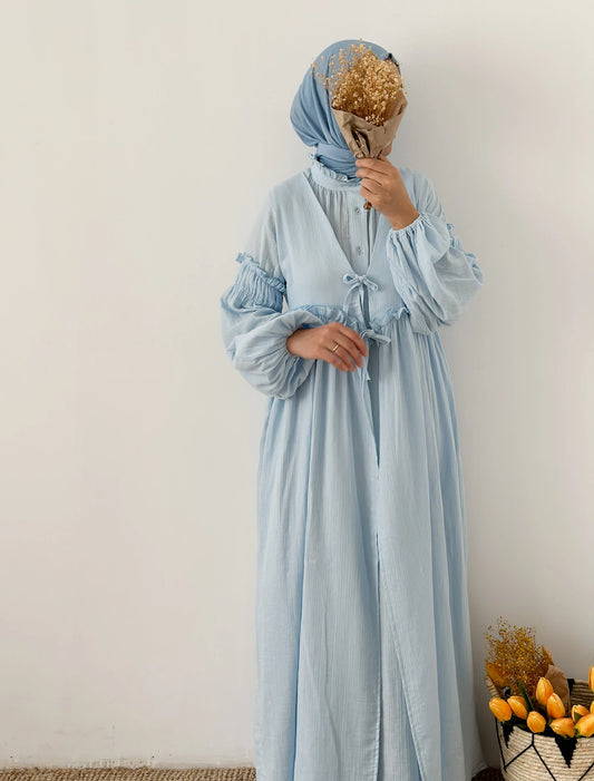 Vintage Muslin Two-piece dress-Baby blue